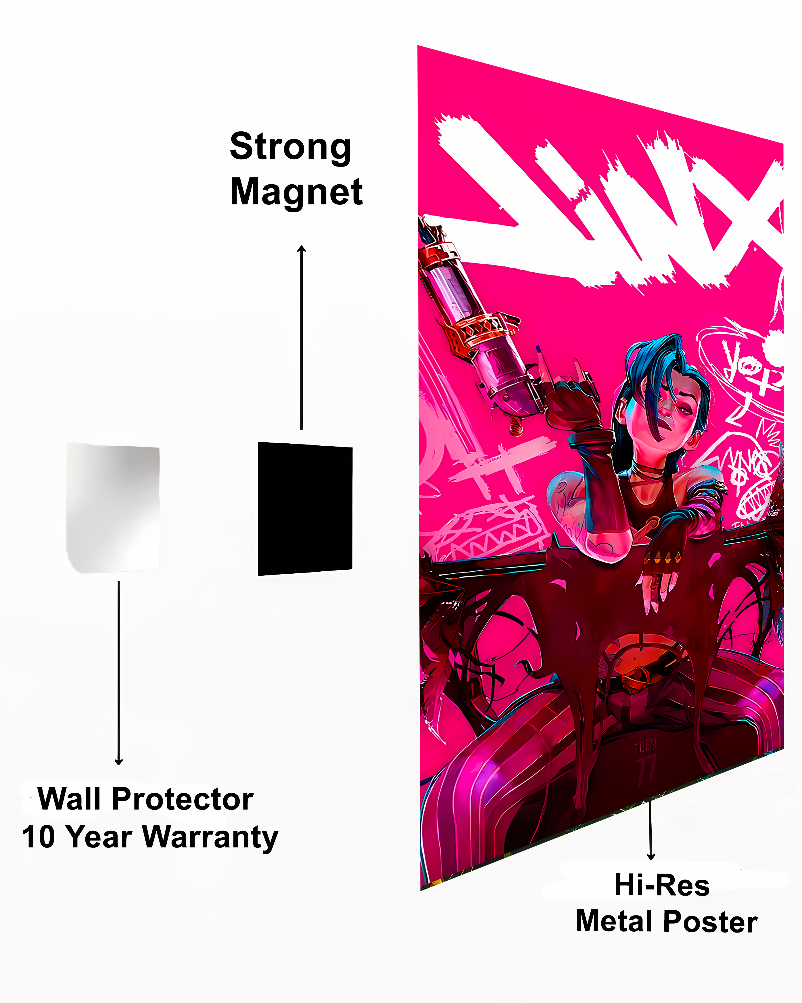 Jinx Arcane Anime Metal Poster