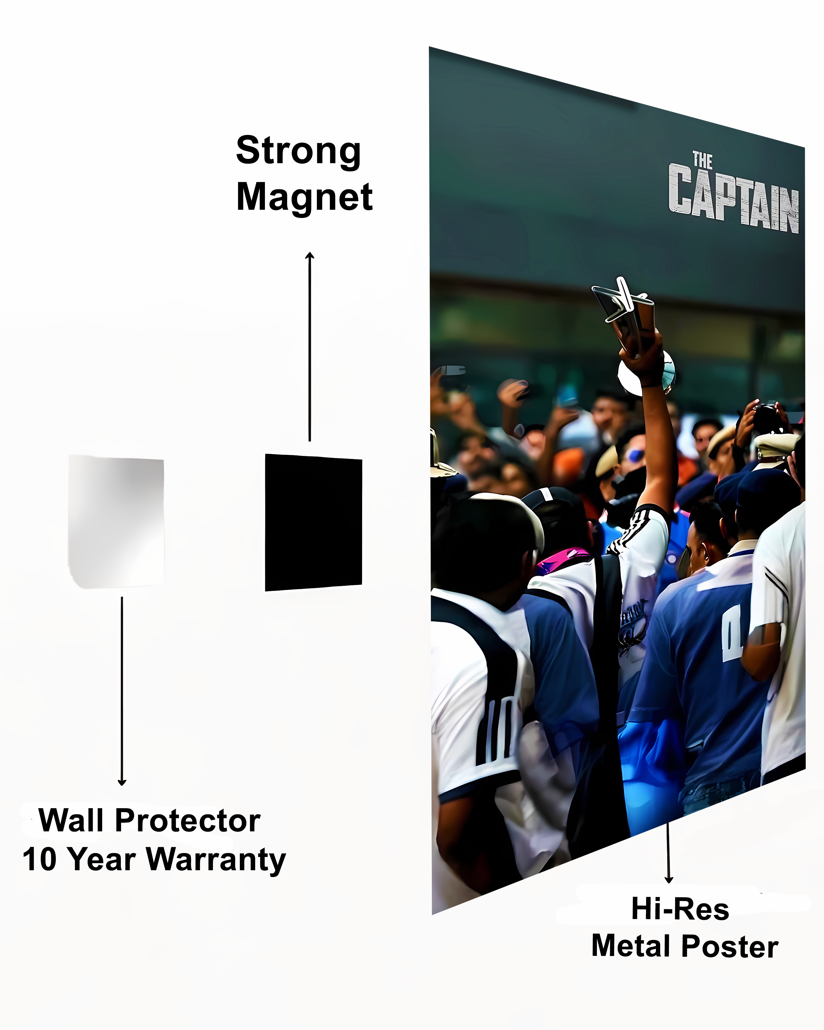 The Captain : India Cricket Team Metal Poster