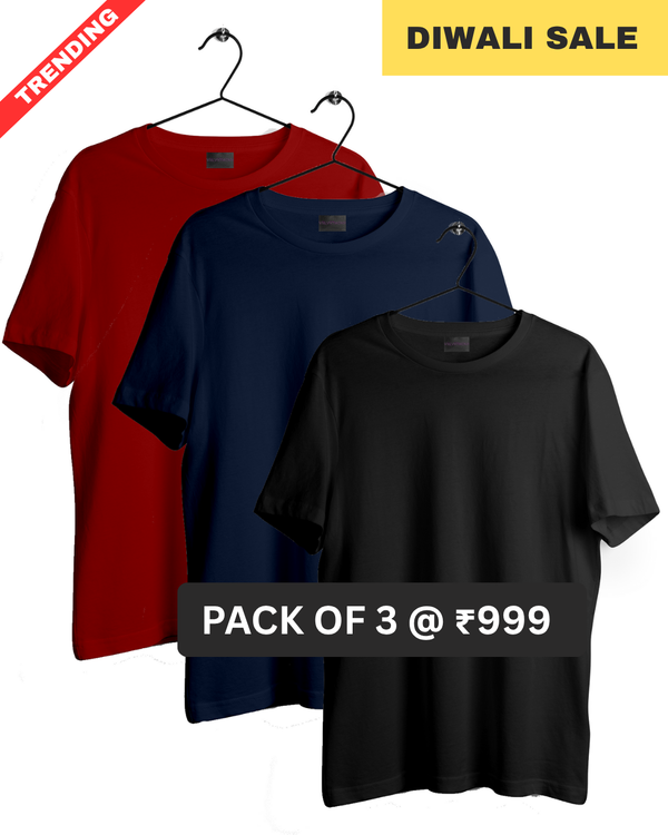 Pack Of 3 (Black, Navy, Red)
