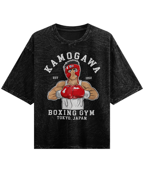 Kamogawa  - Hajime no Ippo Acid Wash Oversized T-shirt