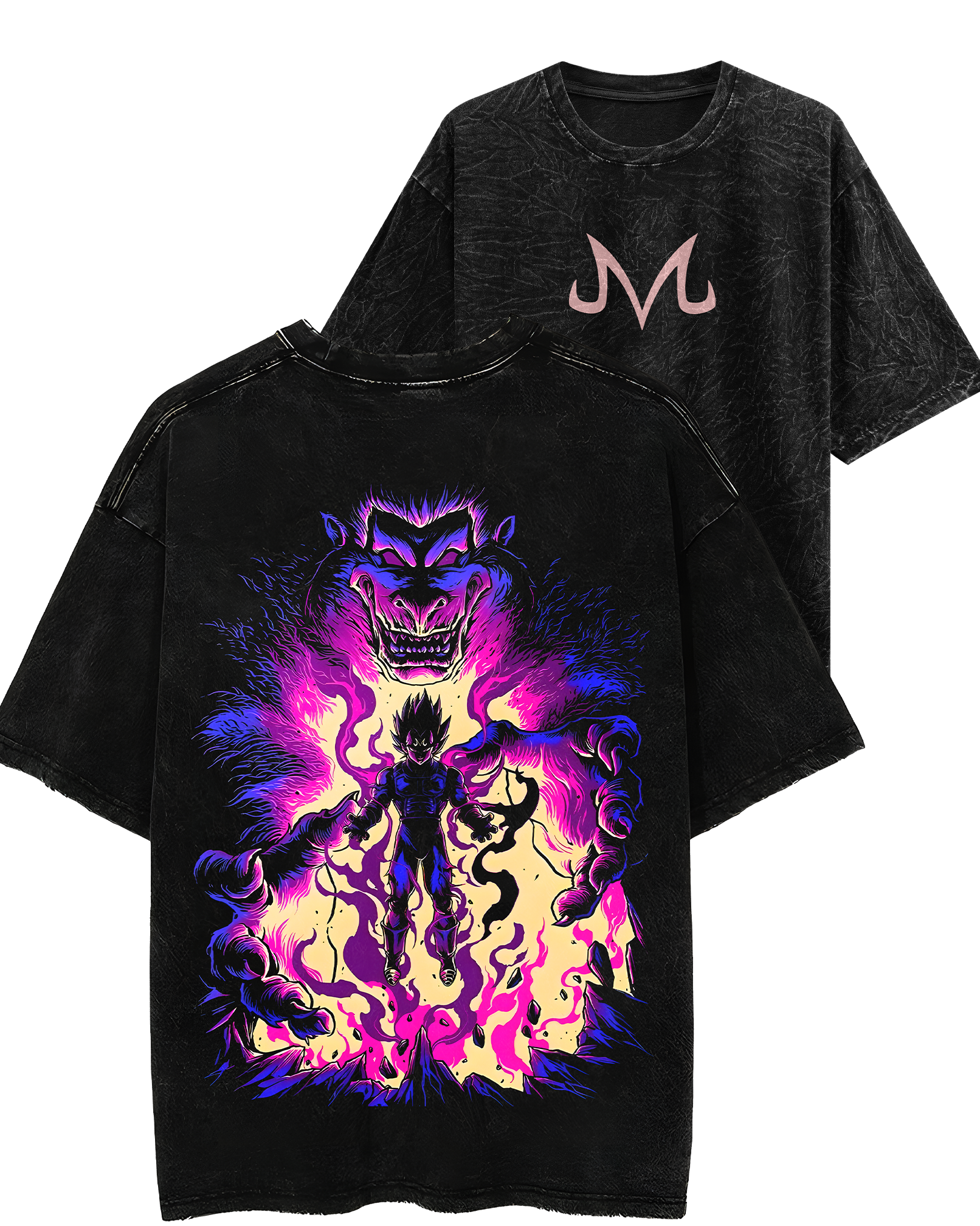 Majin Vegeta Acid Wash Oversized T-shirt (Final Clearance Sale)