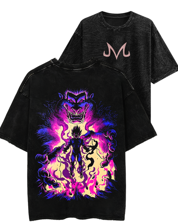 Majin Vegeta Acid Wash Oversized T-shirt