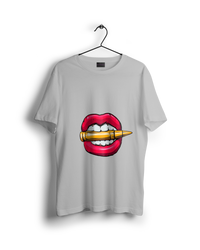 Biting the Bullet Red Lipstick Lips Oversized T-shirt
