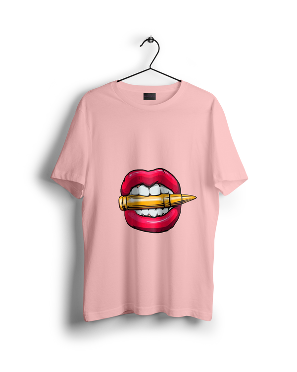 Biting the Bullet Red Lipstick Lips Oversized T-shirt