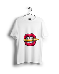 Biting the Bullet Red Lipstick Lips Oversized T-shirt
